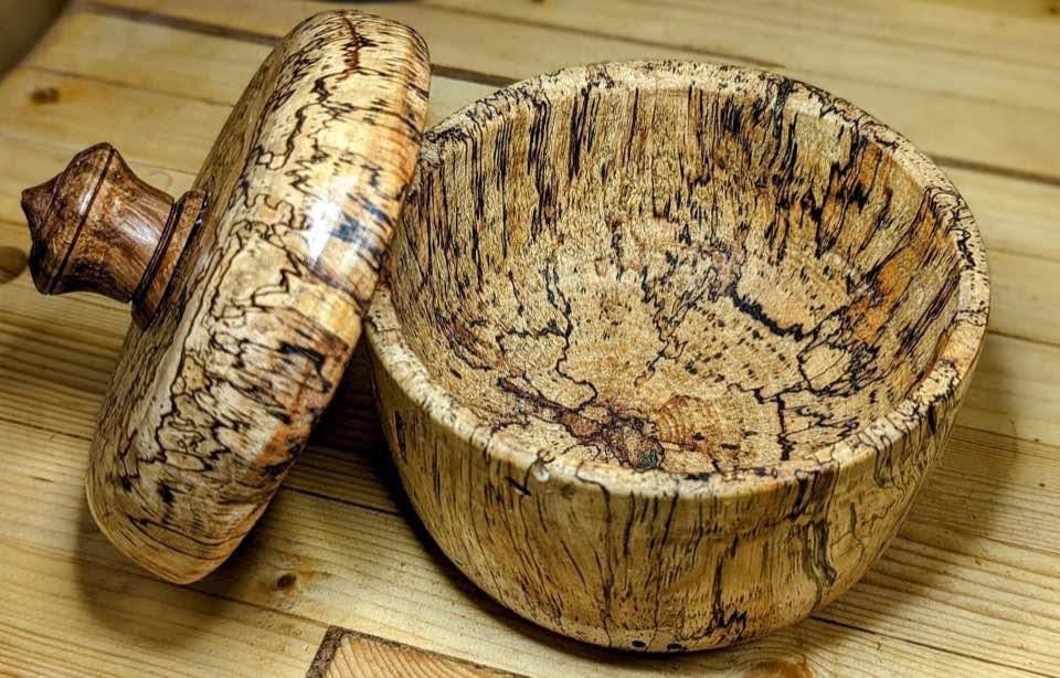 Spalted Applewood Lidded Bowl