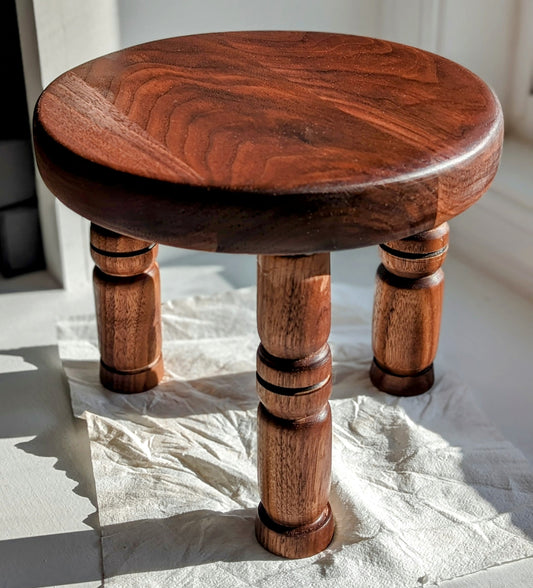 Hand-turned Walnut Foot Stool