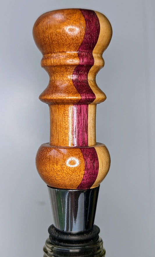 Walnut, Purpleheart and Ash wine stopper
